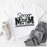 Soccer Mom Coquette Bow Retro T-Shirt, Stylish Game Day White Tee for Trendy and Proud Sports Mothers