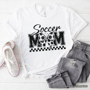 Soccer Mom Coquette Bow Retro T-Shirt, Stylish Game Day White Tee for Trendy and Proud Sports Mothers