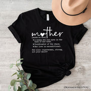 Funny Mom Definition T-Shirt, White, Natural and Black Tee for Strong and Real Mothers