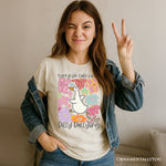 Sorry I'm Late I Was Dilly Dallying Goose T-Shirt, White and Natural Flowers Tee For Women