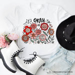 It's Okay Floral Affirmation T-Shirt, Boho White and Natural Motivational Tee for Kind and Inspirational Women