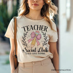 Teacher Social Club T-Shirt, White, Natural, and Black Tee for Stylish Educators