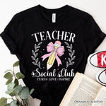 Teacher Social Club T-Shirt, White, Natural, and Black Tee for Stylish Educators