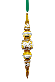 Gold Diamond Icicle Glass Ornament