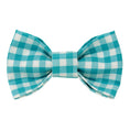 Load image into Gallery viewer, Gingham Check Turquoise Dog Bow Tie