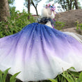Load image into Gallery viewer, Designer Handmade Navy Blue Trailing Dog Party Dress - Southlake Paws