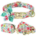 Load image into Gallery viewer, Floral Garden Dog Collar & Leash Set with Matching Poop Bag Case | Personalized Free - Southlake Paws