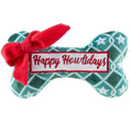 Load image into Gallery viewer, Green Stars Bone - Happy Howlidays Christmas Holiday Plush Dog Toy