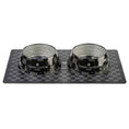 Load image into Gallery viewer, Black Checker Chewy Vuiton Bowls & Placemat Bundle