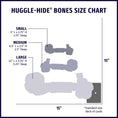 Load image into Gallery viewer, Huggle-Hide® Natural Leather Bone Dog Toy, 3 Pack size chart