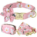 Load image into Gallery viewer, Pink Daisy Flower Collar & Leash Set with Matching Poop Bag Case | Personalized Free - Southlake Paws