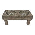 Load image into Gallery viewer, Huntley Pet Berjen Table Elevated Double Bowl Pet Feeder, Brown Wash