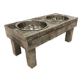 Load image into Gallery viewer, Huntley Pet Berjen Table Elevated Double Bowl Pet Feeder, Brown Wash