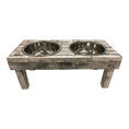 Load image into Gallery viewer, Huntley Pet Berjen Table Elevated Double Bowl Pet Feeder, White Wash