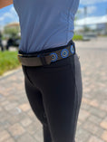 Load image into Gallery viewer, TKC Blue Brown Circles Belt Wide Width - Brass Buckle