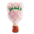 Load image into Gallery viewer, Pink Checker Pickleball Paddle | Squeaky Plush Dog Toy with Crinkle & Mesh Lining