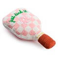 Load image into Gallery viewer, Pink Checker Pickleball Paddle | Squeaky Plush Dog Toy with Crinkle & Mesh Lining