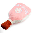 Load image into Gallery viewer, Pink Checker Pickleball Paddle | Squeaky Plush Dog Toy with Crinkle & Mesh Lining