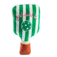 Load image into Gallery viewer, Green Stripe Pickleball Paddle | Squeaky Plush Dog Toy with Crinkle & Mesh Lining