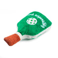Load image into Gallery viewer, Green Stripe Pickleball Paddle | Squeaky Plush Dog Toy with Crinkle & Mesh Lining