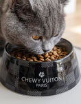 Load image into Gallery viewer, Black Checker Chewy Vuiton Bowls & Placemat Bundle