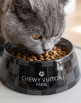 Load image into Gallery viewer, Black Checker Chewy Vuiton Bowls & Placemat Bundle