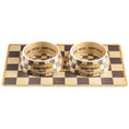 Load image into Gallery viewer, Tan Checker Chewy Vuiton Bowls & Mat