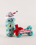 Load image into Gallery viewer, Starbarks Puppermint Mocha Green Stars Cup & Bone | Christmas Dog Toys