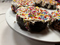 Load image into Gallery viewer, Organic PAWfetti Cakes Peanut Butter Frosted Rice Cake Dog Treat
