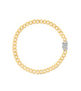 Load image into Gallery viewer, OLIVE & CHAIN Diamond Lock Curb Link Chain Bracelet - Two-Tone Gold, Small, 6.5 inch