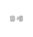Load image into Gallery viewer, OLIVE & CHAIN Diamond Emerald Cut Cluster Halo Stud Earrings - White Gold, 8mm
