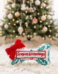 Load image into Gallery viewer, Holly Print Bone - Seasons Grrreetings Christmas Plush Dog Toy Holiday