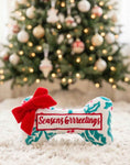 Load image into Gallery viewer, Holly Print Bone - Seasons Grrreetings Christmas Plush Dog Toy Holiday