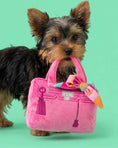 Load image into Gallery viewer, Barkin Bag - Pink w/ Scarf (Chic Doggie) | Squeaky Plush Dog Toy with Crinkle & Mesh Lining