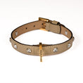 Load image into Gallery viewer, Leather Dog Collar in Mud - Swarovski, Made in Italy