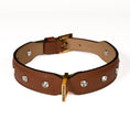 Load image into Gallery viewer, Leather Dog Collar in Brown - Swarovski, Made in Italy