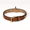 Load image into Gallery viewer, Leather Dog Collar in Brown - Swarovski, Made in Italy
