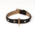 Load image into Gallery viewer, Leather Dog Collar in Black - Swarovski, Made in Italy