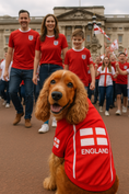 Load image into Gallery viewer, Parisian Pet 'Team England' Jersey for Dogs & Cats – England Flag-Inspired Pet Outfit, Soccer Fan Apparel for Dogs & Cats, White and Red
