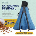 Katziela Expandable Pet Treat Pouch - Hands Free Dog Treat Pouch, Quick Access Magnet Closure - Anti Spill Dog Treat Bag - Treat Pouches for Pet Training, Adjustable Shoulder Strap & Belt Clip