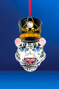 Load image into Gallery viewer, KRG Snow Leopard Head Polish Glass Ornament