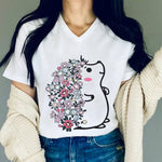 Kawaii Hedgehog V-Neck T-Shirt