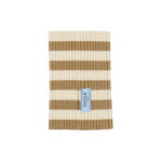 Cashmere and wool dog neck warmer in white and camel stripes