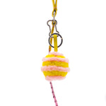 Fur keychain charm with colored stripes
