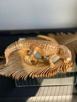 Large Golden Alligator Statue