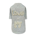 Load image into Gallery viewer, Love n Joy Dog Tee Grey Cotton Swarovski Crystals Crystal Handmade Dog T - Shirt - Designer Dog Clothes from Southlake Paws