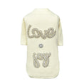 Load image into Gallery viewer, Love n Joy Dog Tee Ivory Cotton Swarovski Crystals Crystal Handmade Dog T - Shirt - Designer Dog Clothes from Southlake Paws