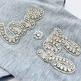 Load image into Gallery viewer, Hello Doggie Love n Joy Dog Tee Grey Cotton Swarovski Crystals Crystal Handmade Dog T - Shirt