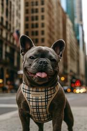 Parisian Pet 'Freedom Harness Khaki Plaid' for Dogs & Cats – Comfortable and Adjustable Dog Harness, Stylish Khaki Plaid Design