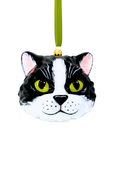 Load image into Gallery viewer, Mishka Tuxedo Cat Face Glass Ornament